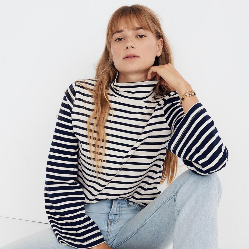 Madewell Wide Sleeve Turtleneck in Stripe Block
